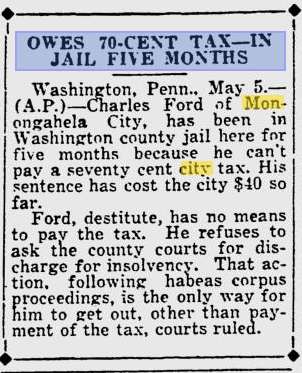 Owes 70 Cent Tax In Jail Five Months