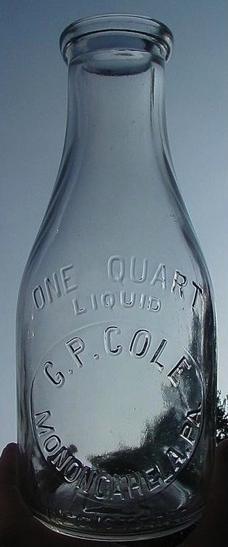 G.P. Cole Milk Bottle, Monongahela PA