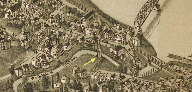 Railroad crossing Pigeon Creek and Main Street, Monongahela PA. 1902